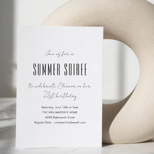 Invitación Fiesta de Cumpleaños Moderno Minimalista de Verano
