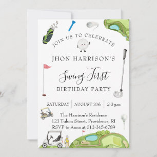 Invitación Fiesta de cumpleaños moderno para el golf