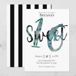 Invitación Fiesta de Cumpleaños Moderno Sweet 16 de Bronce Ve