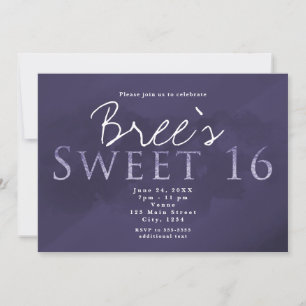 Invitación Fiesta de Cumpleaños Morado SWEET 16 Chic Elegante
