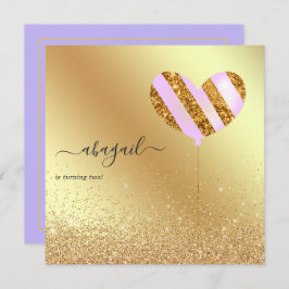 Invitación Fiesta de cumpleaños morado y oro