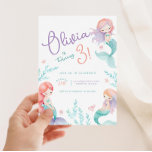Invitación Fiesta de cumpleaños morado y Verde azulado de Sir<br><div class="desc">Magnífica invitación de cumpleaños de sirena con acentos oceánicos. Perfecto para un fiesta de piscina u otro evento de verano.</div>