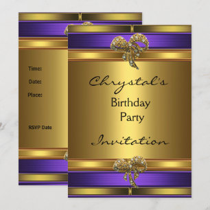Invitación Fiesta de cumpleaños Morple Gold Jewel 
