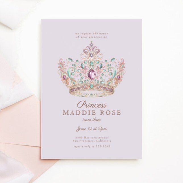 Invitación Fiesta de cumpleaños "Morple Princess Crown Fairyt (Subido por el creador)