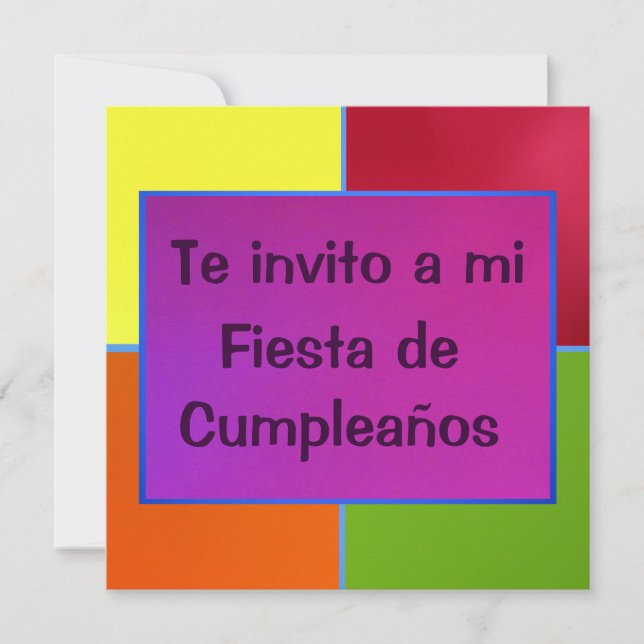 Invitación - Fiesta de Cumpleaños - multicolores (Anverso)