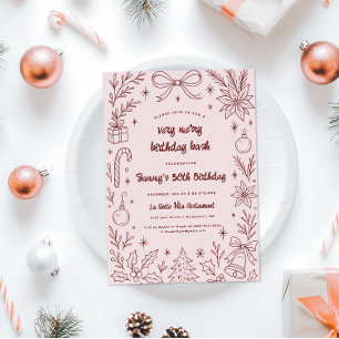 Invitación Fiesta de cumpleaños muy alegre Fiesta de Navida