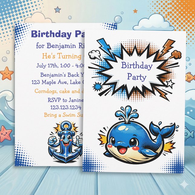 Invitación Fiesta de cumpleaños náutica personalizada para ni (Subido por el creador)