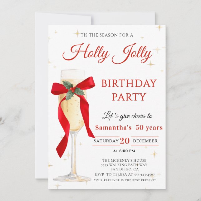 Invitación Fiesta de cumpleaños navideña divertida (Anverso)
