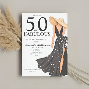 Invitación Fiesta de cumpleaños negra 50 y fabulosa