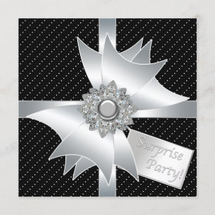 Invitación Fiesta de cumpleaños negra elegante de la sorpresa