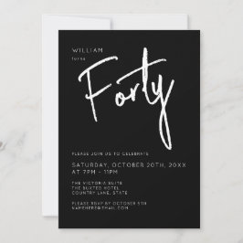 Invitación Fiesta de cumpleaños negra moderna 40ª treinta y t
