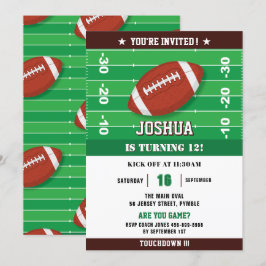 Invitación Fiesta de cumpleaños negro verde del fútbol