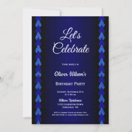 Invitación Fiesta de cumpleaños negro y azul