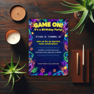 Invitación Fiesta de Cumpleaños Neon Glow