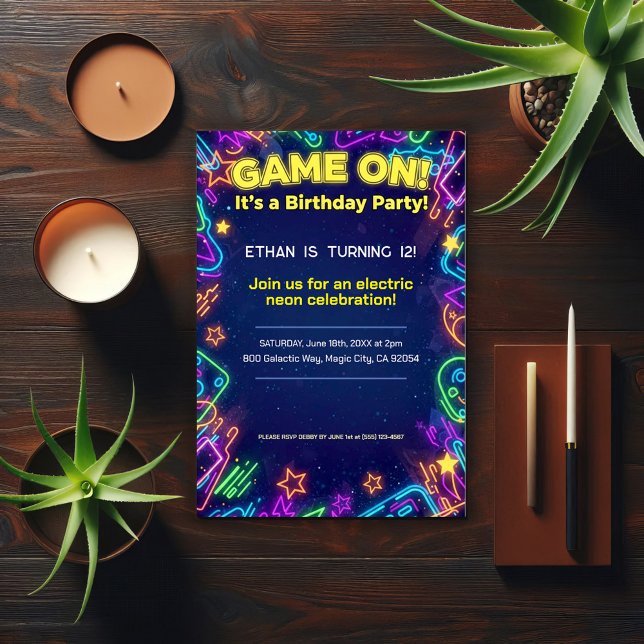 Invitación Fiesta de Cumpleaños Neon Glow  (Subido por el creador)