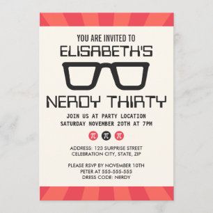 Invitación Fiesta de cumpleaños Nerdy treinta con los vidrios