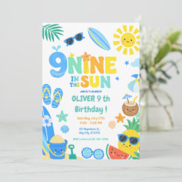 Invitación Fiesta de Cumpleaños Nine en la Playa del Sol