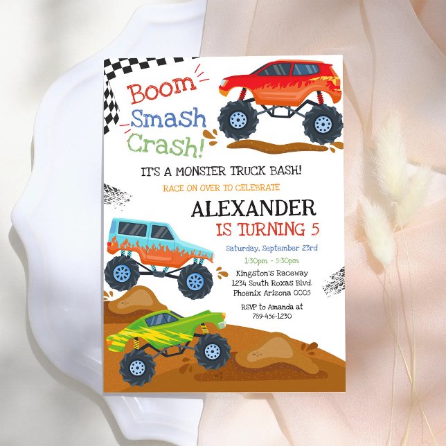 Invitación Fiesta de Cumpleaños Niño Bash Boom Smash Crash Ca (Subido por el creador)