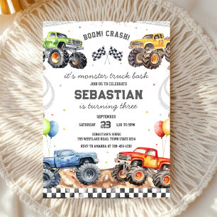 Invitación Fiesta de Cumpleaños Niño Bash Boom Smash Crash Ca