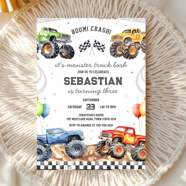 Invitación Fiesta de Cumpleaños Niño Bash Boom Smash Crash Ca (Subido por el creador)