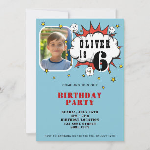 Invitación Fiesta de Cumpleaños Niño Burbuja de Hablado Cómic
