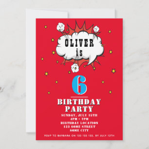 Invitación Fiesta de Cumpleaños Niño Burbuja de Hablado Cómic
