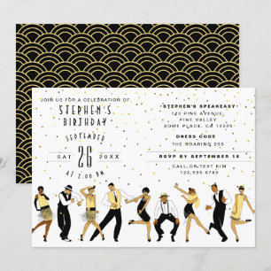 Invitación Fiesta de Cumpleaños NO AGE Art Deco/Gatsby el Gra