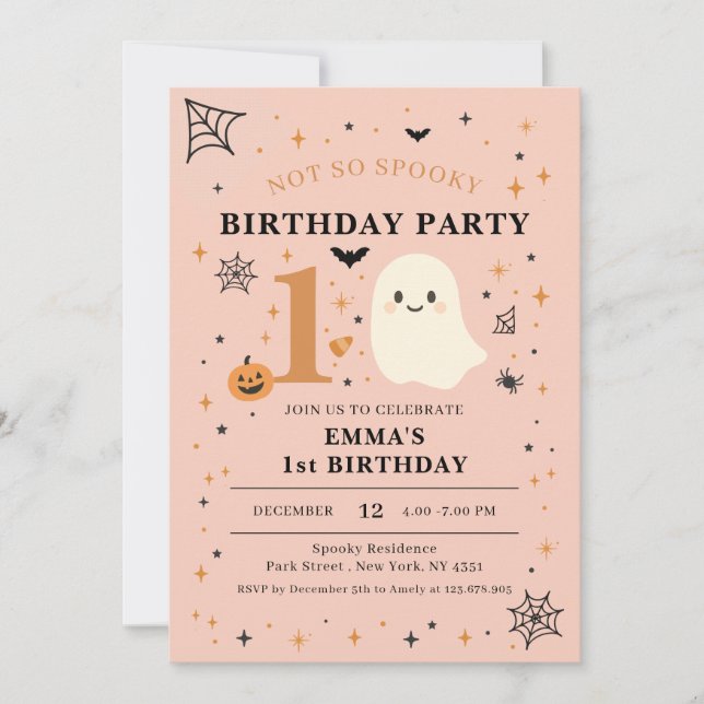 Invitación Fiesta de cumpleaños No Tan Espeluznante Foto 1er  (Anverso)