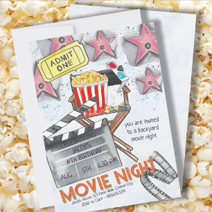 Invitación Fiesta de Cumpleaños Noche de Cine