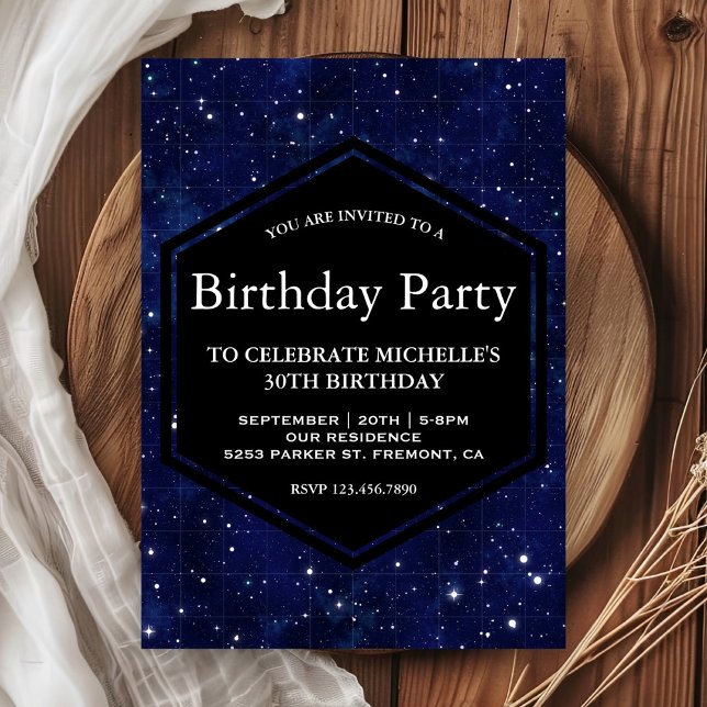 Invitación Fiesta de Cumpleaños Noche de Estrellas Cielo Oscu (Subido por el creador)