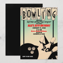 Invitación Fiesta de Cumpleaños Nocturna con Bola de Boliche 