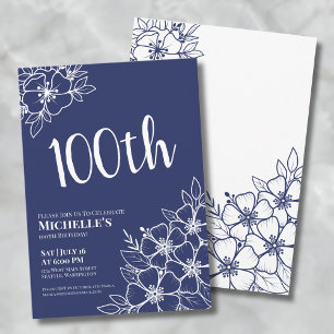 Invitación Fiesta de cumpleaños número 100 azul