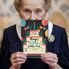 Invitación Fiesta de cumpleaños número 100, celebración de ha