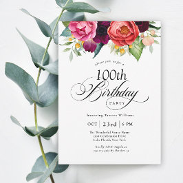 Invitación Fiesta de cumpleaños número 100 de Boho Rustic Wat