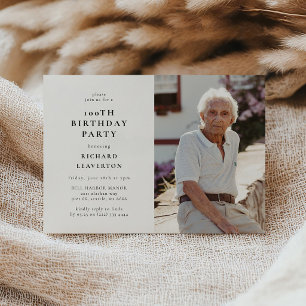 Invitación Fiesta de cumpleaños número 100 de Foto Moderna