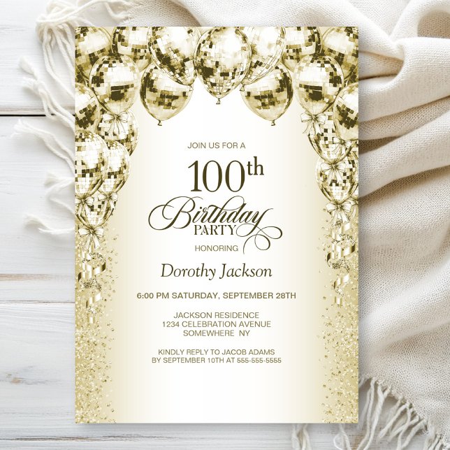 Invitación Fiesta de cumpleaños número 100 de los globos de o (Subido por el creador)