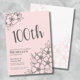 Invitación Fiesta de cumpleaños número 100 de Rosa Rubor