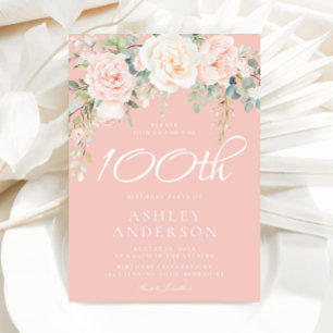 Invitación Fiesta de cumpleaños número 100 de Rubor & Ivory F