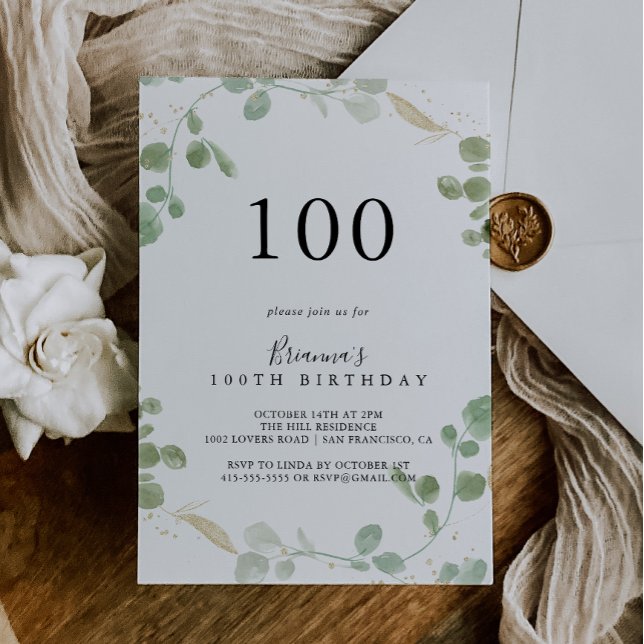 Invitación Fiesta de cumpleaños número 100 del Confetti de or (Subido por el creador)