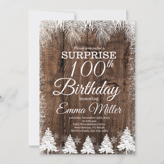 Invitación Fiesta de cumpleaños número 100 del invierno ruso (Anverso)