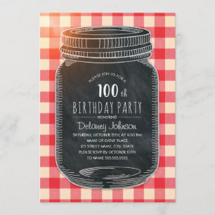 Invitación Fiesta de cumpleaños número 100 del Rústico Mason
