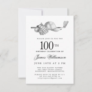 Invitación Fiesta de cumpleaños número 100 elegante negro bla