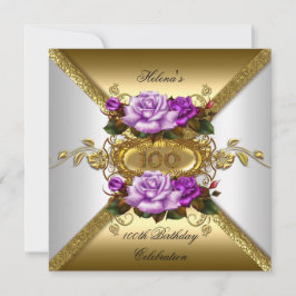 Invitación Fiesta de cumpleaños número 100 Elegantes Rosas Mo