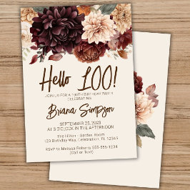 Invitación Fiesta de cumpleaños número 100 Marrón Beige Marfi
