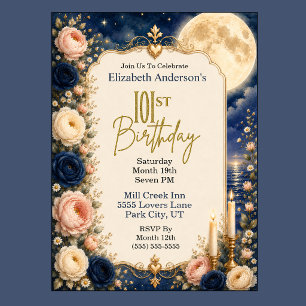 Invitación Fiesta de cumpleaños número 101 de Luna Llena con
