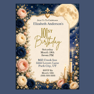 Invitación Fiesta de cumpleaños número 101 de Luna Llena con