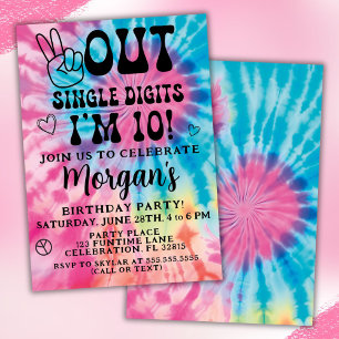 Invitación Fiesta de cumpleaños número 10 Peace Out Single Di
