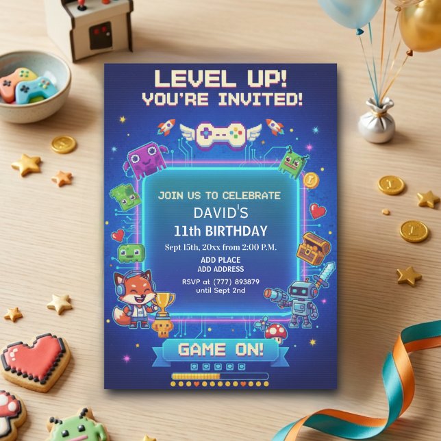 Invitación Fiesta de cumpleaños número 11 de Cool Video Games (Subido por el creador)