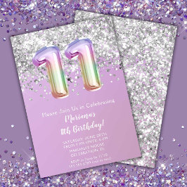 Invitación Fiesta de cumpleaños número 11 de Rainbow Sparkle 