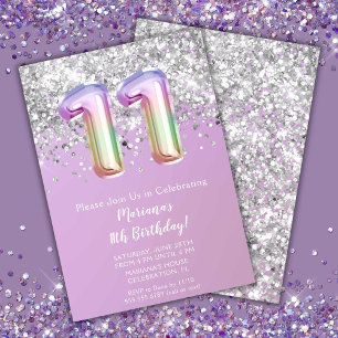 Invitación Fiesta de cumpleaños número 11 de Rainbow Sparkle